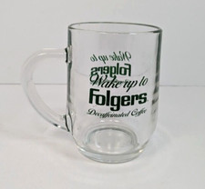 Usado, Caneca de vidro transparente descafeinado Folgers 8 oz verde café despertar vintage EUA comprar usado  Enviando para Brazil