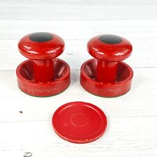 Conjunto Vintage de 2 Pás de Air Hockey Haley Strikers Vermelho com Alças de Botão e Disco  comprar usado  Enviando para Brazil