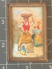 Pintura miniatura pintada a mano vintage - "Día de lavandería" - Casa de muñecas 1:12 segunda mano  Embacar hacia Argentina