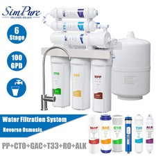 100 GPD 6 estágios alcalino osmose reversa sistema de filtro de água potável purificador comprar usado  Enviando para Brazil