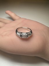 Usado, Conjunto de barras baguete natural 1,90 quilates diamante anel de platina aniversário/casamento 18K comprar usado  Enviando para Brazil