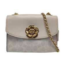 Bolsa de ombro COACH PARKER 18 bege revestimento lona camélia E2257-34256 USADA comprar usado  Enviando para Brazil
