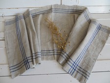 Toalha antiga tecida à mão ecru toalha de linho alemão listra azul vintage alemã comprar usado  Enviando para Brazil
