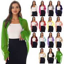 Women's translúcida de chiffon manga longa Xale Frente Aberta Cardigan Bolero Jaqueta Boleros comprar usado  Enviando para Brazil