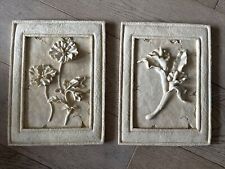 Par de arte de parede flor 3D textura gesso 12,5” X 9,5” comprar usado  Enviando para Brazil