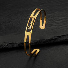 Pulseira oca de aço inoxidável personalizada com letra de nome gravada comprar usado  Enviando para Brazil