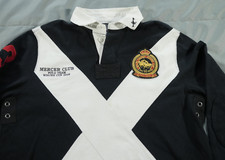 Camisa polo masculina de rugby Ralph Lauren M preta branca brasão equestre #3 2008 Mercer comprar usado  Enviando para Brazil
