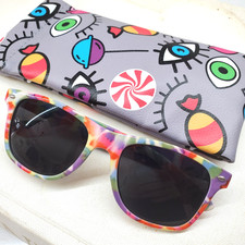 Óculos de sol designer retrô EYE CANDY Tie-Dye e estojo de vidro caprichoso selvagem comprar usado  Enviando para Brazil