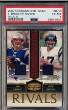 Usado, 2007 DONRUSS GRIDIRON GEAR TOM BRADY RIVALS JOGO USADO CAMISA PATCH 96/100 PSA 6 comprar usado  Enviando para Brazil
