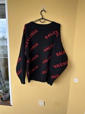 Balenciaga todo logotipo pulôver tripulação suéter lã unissex, usado comprar usado  Enviando para Brazil