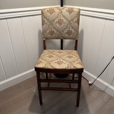 Antigo E.B.M. Cadeira estofada dobrável Co. patente aplicada para tecido de madeira da década de 1930 comprar usado Antigo E.B.M. Cadeira estofada dobrável Co. patente aplicada para tecido de madeira da década de 1930 comprar usado  Enviando para Brazil