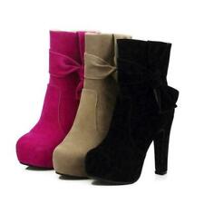 Sapatos femininos camurça sintética salto alto bloco zíper bowknot plataforma tornozelo botas comprar usado  Enviando para Brazil
