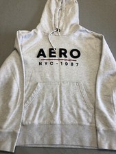 Moletom Aeropostale masculino médio NYC Aero Patch cinza lã com capuz comprar usado  Enviando para Brazil