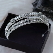 Tiara pérola cristal 4 cm de altura coroa casamento noiva rainha princesa formatura 2 cores comprar usado  Enviando para Brazil
