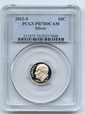 2012 S 10C prata Roosevelt Dime PCGS PR70DCAM comprar usado  Enviando para Brazil