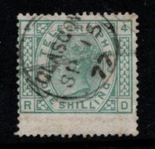 GB - QV - 1876-81 SELO TELEGRÁFICO 1/- usado SG T8 PLACA 4 Cat £55 comprar usado  Enviando para Brazil