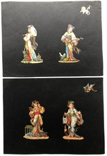 n/a / 1890s relief die-cuts of Japanese or Chinese women 4 chow-chow and dragon segunda mano  Embacar hacia Mexico