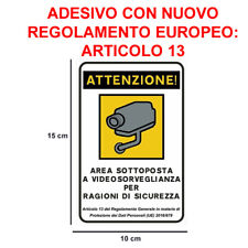 Adesivo videosorveglianza area usato  Manfredonia
