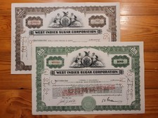 US: 2 x West Indies Sugar, 1949 div. shares, 1958 100 shares, ZUCKER* comprar usado US: 2 x West Indies Sugar, 1949 div. shares, 1958 100 shares, ZUCKER* comprar usado  Enviando para Brazil