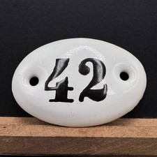 Placa oval de metal branca vintage colecionável esmaltada número 42 comprar usado  Enviando para Brazil