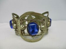 Vintage Gustavo Martinez México Prata Esterlina Com Pulseira De Vidro Azul 1 1/2", usado comprar usado  Enviando para Brazil