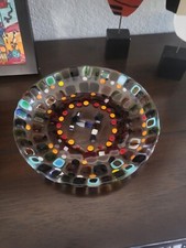 Prato decorativo colorido de doces artísticos, prato de exibição, peça de arte, cores brilhantes, usado comprar usado  Enviando para Brazil