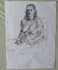 Art Drawing Original Nude Young Woman By Artist Robert Kirchner Black And White comprar usado  Enviando para Brazil