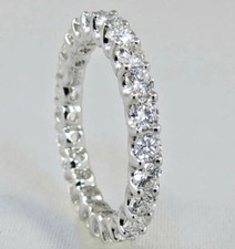 Aliança de casamento redonda 2,50 quilates diamante natural eternidade ouro branco sólido 14K tamanho 6,5, usado comprar usado  Enviando para Brazil