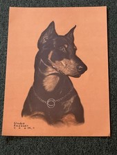Impressão artística vintage Gladys Emerson Cook Doberman Pinscher cachorro melhor amigo 12x20”, usado comprar usado  Enviando para Brazil
