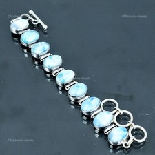 Brazalete Chakra Garganta Cadena Plata Esterlina Piedras Preciosas Larimar Venta Día de los Caídos segunda mano  Embacar hacia Mexico