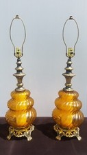 Pair lamps amber for sale  Salem