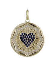 Usado, Lindo Pingente Berloque de Prata Esterlina Coração de Disco Diamante Safira Azul, Presente comprar usado  Enviando para Brazil