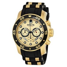 Relógio masculino Invicta Pro Diver cronógrafo mostrador dourado poliuretano preto 17566 comprar usado  Enviando para Brazil