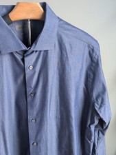 Camisa social Calvin Klein masculina azul sem ferro slim fit tamanho 17 32/33 anos 80 dupla, usado comprar usado  Enviando para Brazil