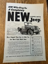 VINTAGE WILLYS MOTORS PUBLICIDADE - JIPE COM TRAÇÃO NAS 4 RODAS - 1955- TOLEDO, OHIO comprar usado  Enviando para Brazil