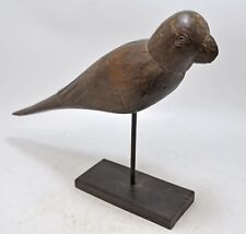Estatueta de pássaro papagaio vintage de madeira em suporte original antiga esculpida à mão comprar usado  Enviando para Brazil