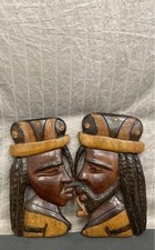 Par de esculturas masculinas de madeira esculpida Rasta penduradas na parede comprar usado  Enviando para Brazil