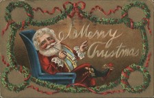 Poltrona azul Papai Noel cachimbo para fumar, feliz Natal guirlanda Denver, CO FRITZ H comprar usado  Enviando para Brazil