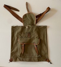 Mochila de lona militar vintage com alças de couro comprar usado  Enviando para Brazil
