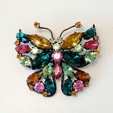 Usado, Broche vintage não assinado Regency multicolorido strass borboleta peça de livro comprar usado  Enviando para Brazil