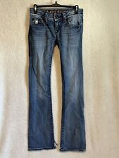 Calça jeans feminina Rock Revival 27 Jen bota lavagem média elástica enfeitada *falhas comprar usado  Enviando para Brazil
