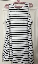 Vestido listrado feminino curto malha com nervuras gola redonda Bodycon tamanho G comprar usado  Enviando para Brazil
