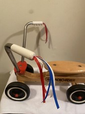 Panfleto de rádio vintage infantil madeira de bordo passeio de 4 rodas em scooter brinquedo infantil de qualidade comprar usado  Enviando para Brazil