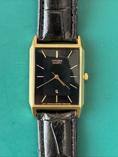 Vintage 90’s Citizen Quartz CQ Tank Relógio Masculino 6031-S06291 Mostrador Preto Couro comprar usado  Enviando para Brazil