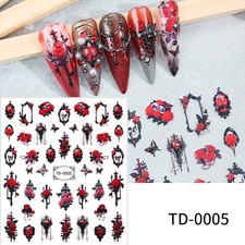Adesivos para nail art 5D decalques em relevo flor caveira unha estilo gótico (TD-0005), usado comprar usado  Enviando para Brazil