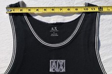 Camiseta Regata Vintage Anos 90 Armani Exchange Preta Branca Bloco Costurado Logotipo AX G, usado comprar usado  Enviando para Brazil