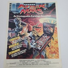 1995 Attack from Mars Bally Pinball Machine pôster promocional 28" X 22" laminado comprar usado 1995 Attack from Mars Bally Pinball Machine pôster promocional 28" X 22" laminado comprar usado  Enviando para Brazil