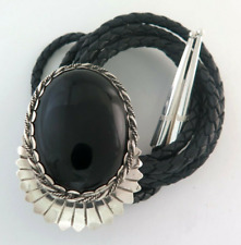 Prata Esterlina Grande incrível Ônix Preto Do Sudoeste Sunburst BOLO TIE, usado comprar usado  Enviando para Brazil