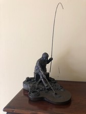 Bronze sculpture angler for sale  MANCHESTER