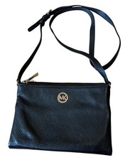 Bolsa de ombro Michael Kors couro pebbled preto tiracolo com zíper bolsa dourada logotipo MK comprar usado  Enviando para Brazil